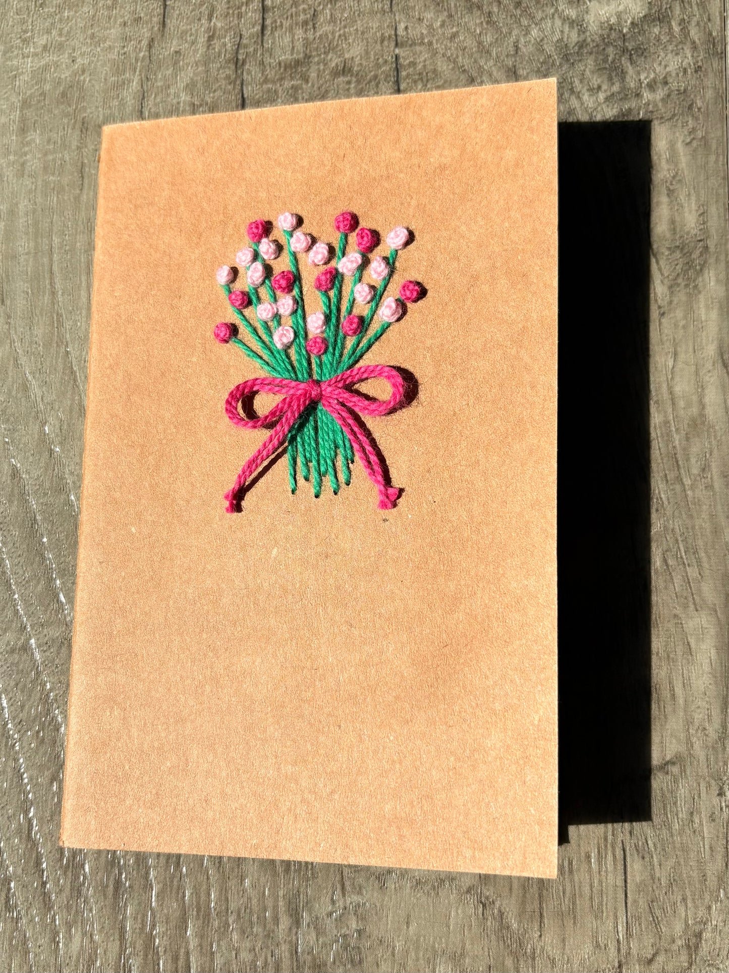 Pink Flower Bouquet Embroidered Notebook