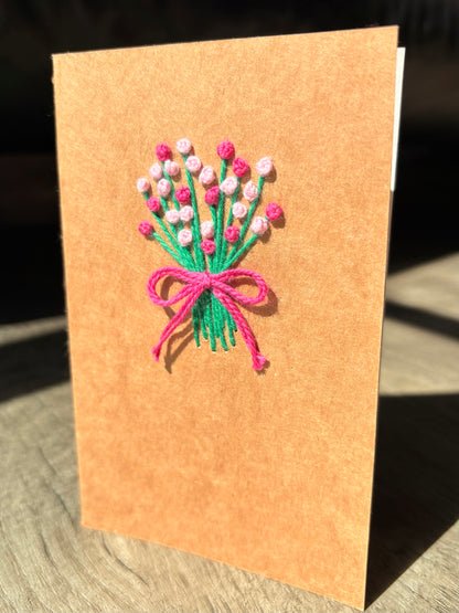 Pink Flower Bouquet Embroidered Notebook