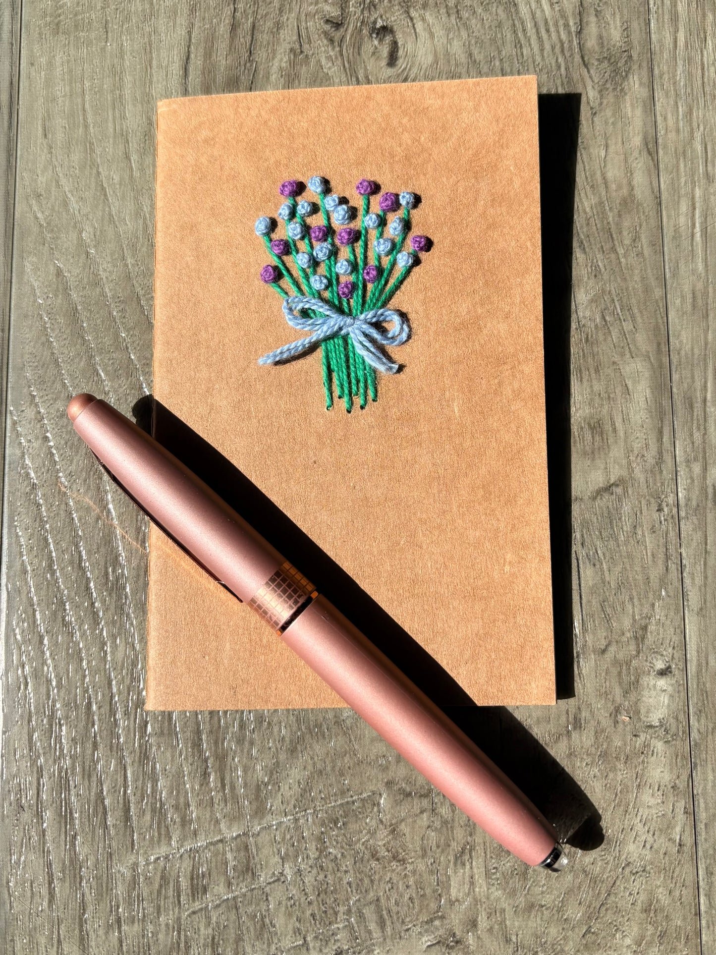 Purple Flower Bouquet Embroidered Notebook